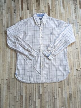 Ralph Lauren Vintage Men's M Blue Pink Checkered Button Down Shirt